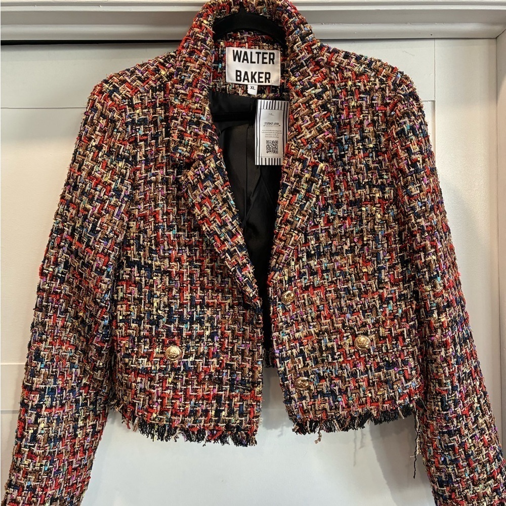 Walter Baker Lyona tweed colorful blazer size XL